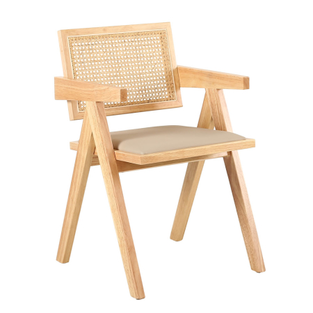 Mobilier - Set 2 scaune de dining și grădină din lemn de cauciuc bej