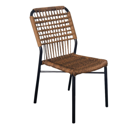 Scaune Dining - Set 2 scaune de dining și grădină din ratan sintetic maro