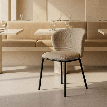 Scaune - Set 2 scaune dining bej HoReCa stofă metal EN16139