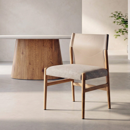 Scaune in Stil Modern - Set 2 scaune de dining și Horeca din metal cu aspect de lemn