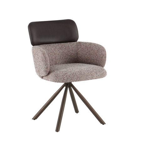 Scaune Dining - Set 2 scaune dining și Horeca din stofă și piele ecologică bej cu maro
