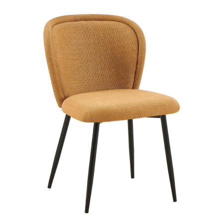 Scaune Dining - Set 2 scaune dining și Horeca din stofă galben muștar cu spătar curbat