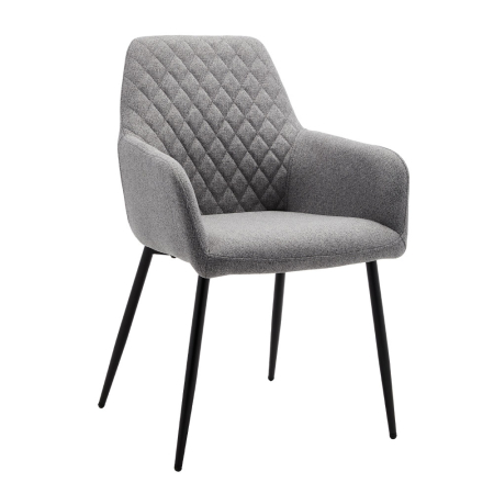 Scaune - Set 2 scaune dining și Horeca din stofă gri deschis cu brațe