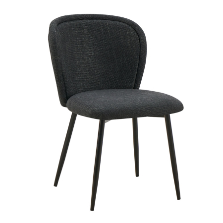 Scaune Dining - Set 2 scaune dining și Horeca din stofă gri închis cu spătar curbat