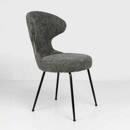 Scaune Dining - Set 2 scaune dining și Horeca din stofă gri închis cu spătar decupat