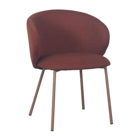Scaune Dining - Set 2 scaune dining și Horeca din stofă maro cu spătar curbat
