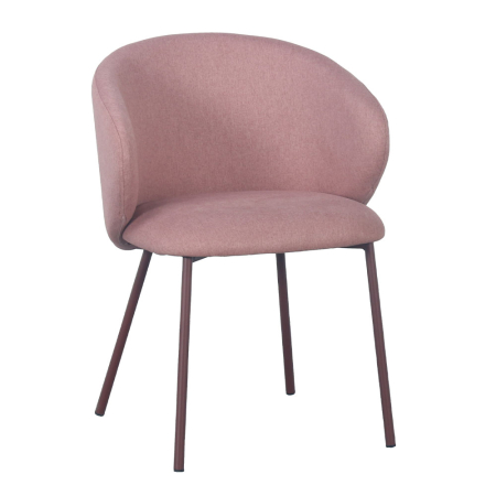 Scaune Dining - Set 2 scaune dining și Horeca din stofă roz cu spătar curbat