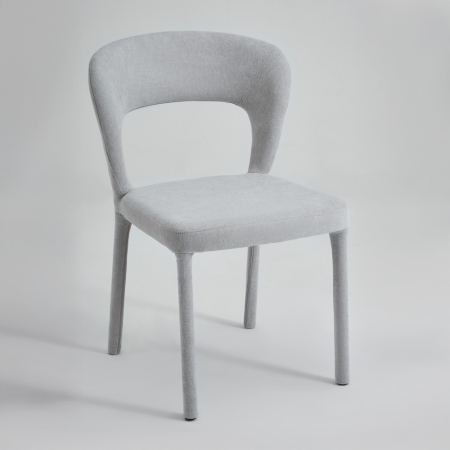 Scaune Dining - Set 2 scaune dining și Horeca din stofă chenille gri deschis cu spătar decupat