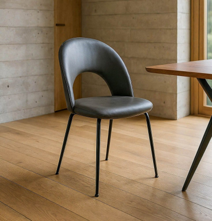 Industrial - Set 2 scaune dining gri HoReCa din piele ecologică