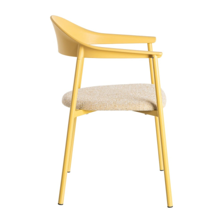 Set 2 scaune dining galben interior exterior din polipropilenă și stofă [3]