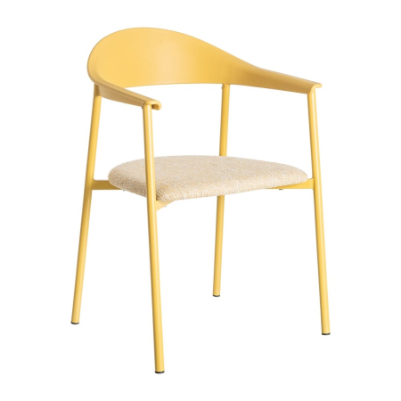 Set 2 scaune dining galben interior exterior din polipropilenă și stofă [1]