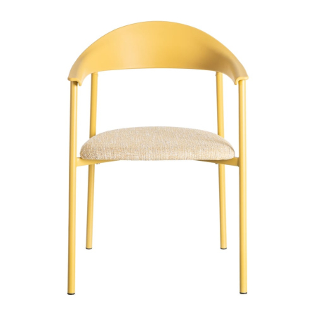 Set 2 scaune dining galben interior exterior din polipropilenă și stofă [2]