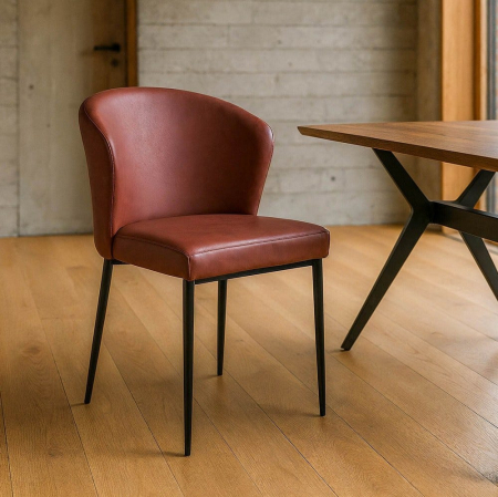 Industrial - Set 2 scaune dining roșu cărămiziu din piele ecologică