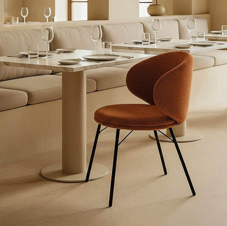 Scaune de birou - Set 2 scaune dining roșu teracotă HoReCa din stofă și metal