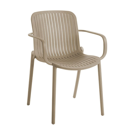 Scaune Gradina - Set 2 scaune de exterior din polipropilenă bej cu brațe