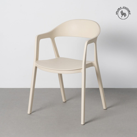 Mobilier Gradina - Set 2 scaune grădină plastic crem stivuibile