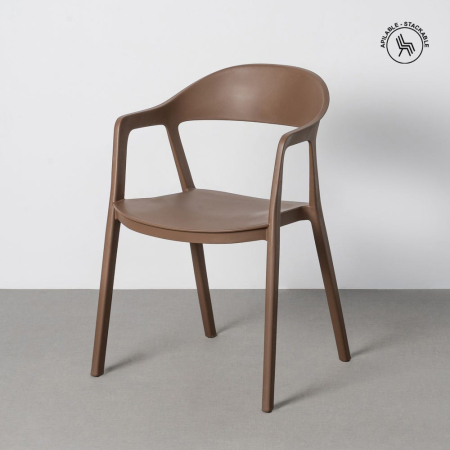 Mobilier Gradina - Set 2 scaune grădină plastic maro stivuibile