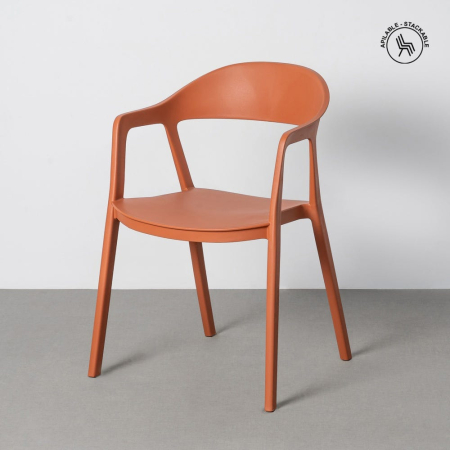 Mobilier Gradina - Set 2 scaune grădină plastic portocaliu stivuibile intens