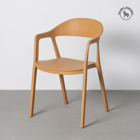 Mobilier Gradina - Set 2 scaune grădină plastic portocaliu stivuibile