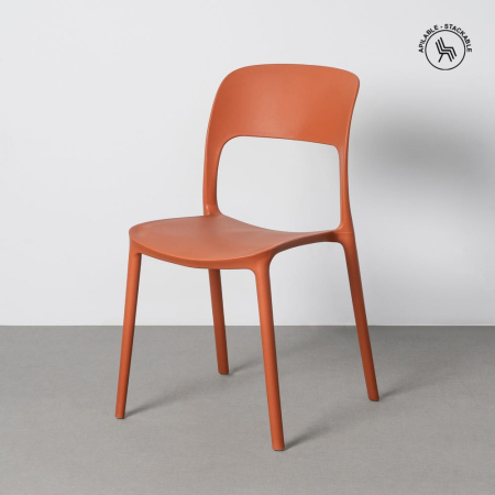 Mobilier Gradina - Set 2 scaune grădină plastic portocaliu stivuibile intens