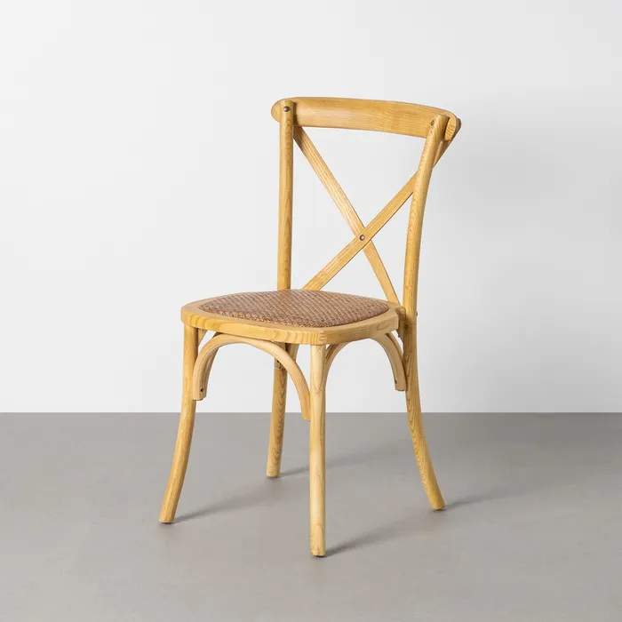 Mobilier - Set 2 scaune din lemn de ulm natural cu spătar în X