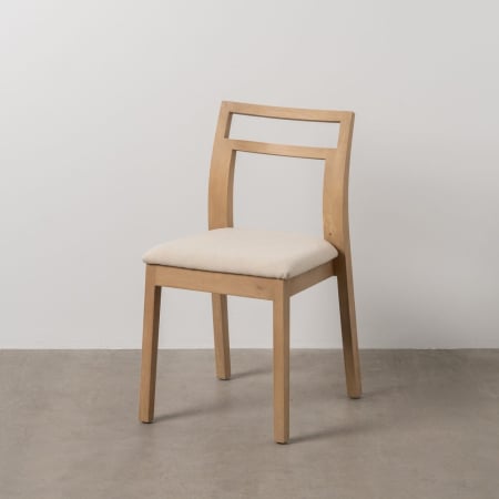 Mobilier - Set 2 scaune dining natur bej din lemn cu șezut din stofă