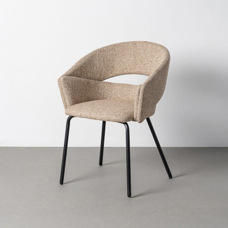 Scaune Dining - Set 2 scaune dining stofă bej metal negru