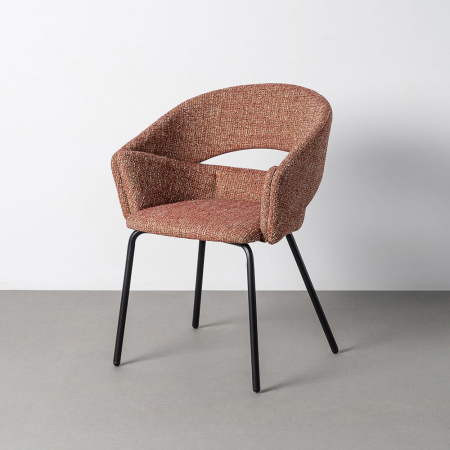 Scaune Dining - Set 2 scaune dining stofă cărămizie metal negru