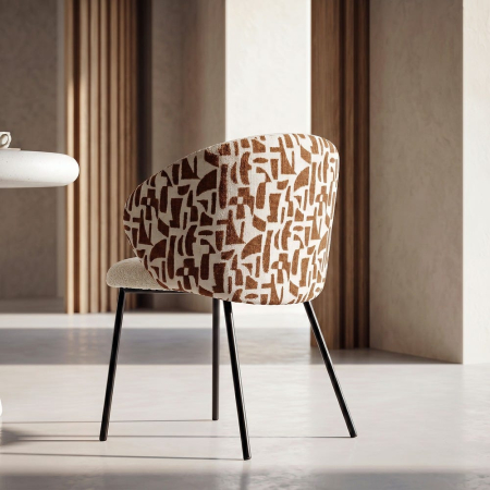Scaune HoReCa - Set 2 scaune crem cu imprimeu decorativ pentru dining
