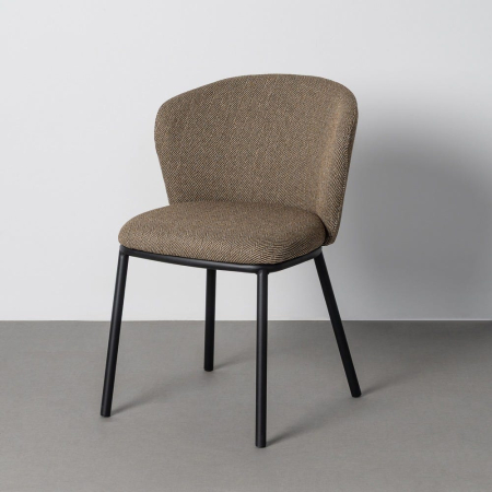 Scaune Dining - Set 2 scaune dining stofă maro metal negru