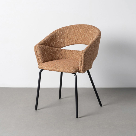 Scaune Dining - Set 2 scaune dining stofă maro metal negru