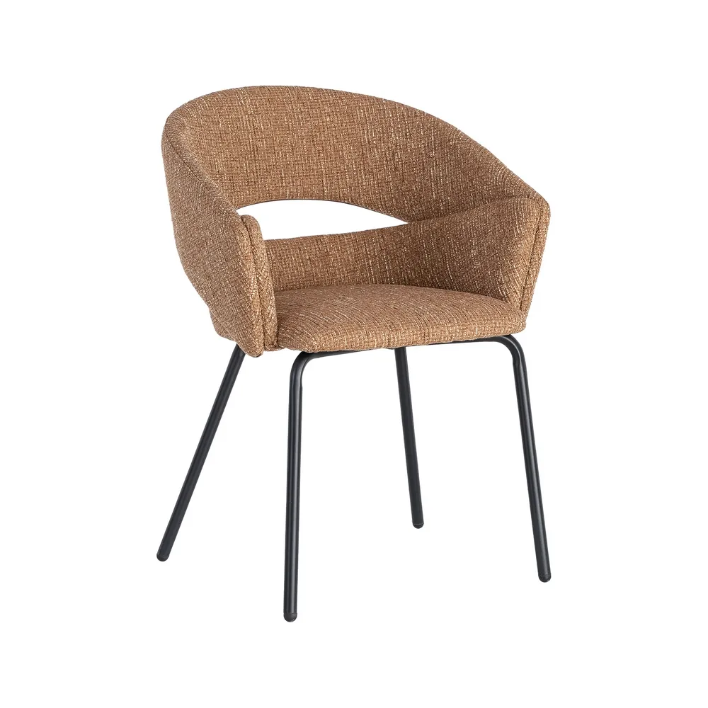 Scaune Dining - Set 2 scaune dining stofă maro metal negru