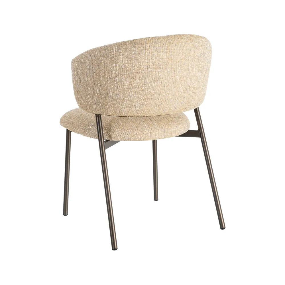 Set 2 scaune dining și Horeca tapițate stofa crem muștar și bază metalică [4]