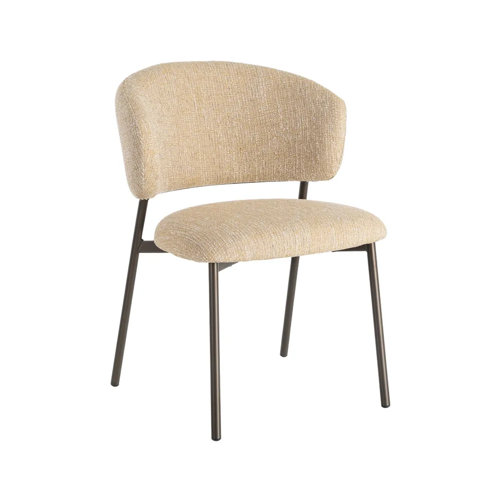 Set 2 scaune dining și Horeca tapițate stofa crem muștar și bază metalică [1]