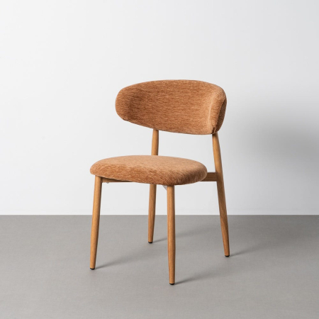 Scaune Dining - Set 2 scaune dining stofă portocalie metal maro deschis