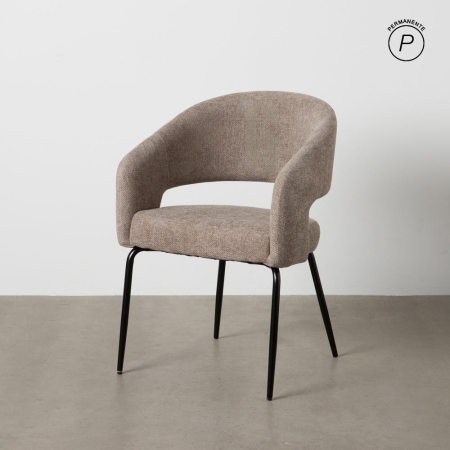 Scaune in Stil Modern - Scaune taupe cu brațe integrate și picioare metalice negre