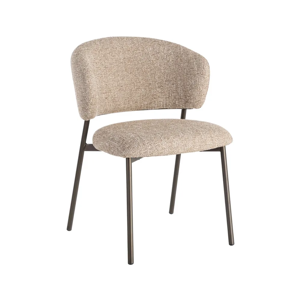 Set 2 scaune dining și Horeca tapițate stofă bej-maro și bază metalică [1]