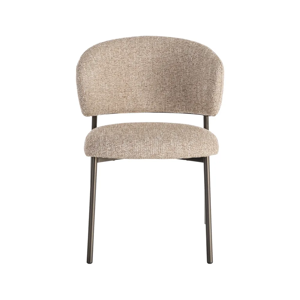 Set 2 scaune dining și Horeca tapițate stofă bej-maro și bază metalică [2]