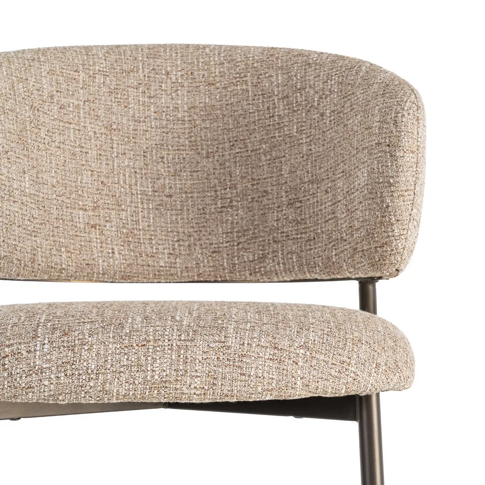 Set 2 scaune dining și Horeca tapițate stofă bej-maro și bază metalică [7]