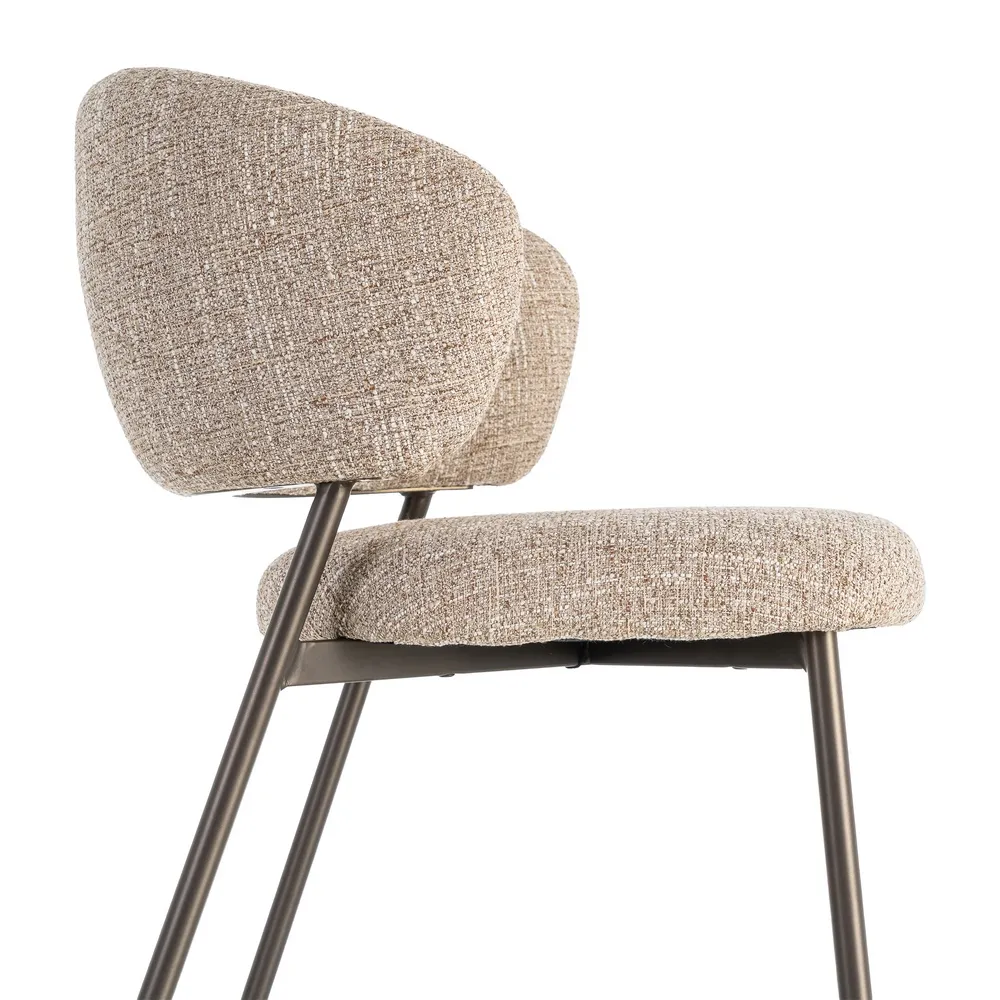 Set 2 scaune dining și Horeca tapițate stofă bej-maro și bază metalică [6]