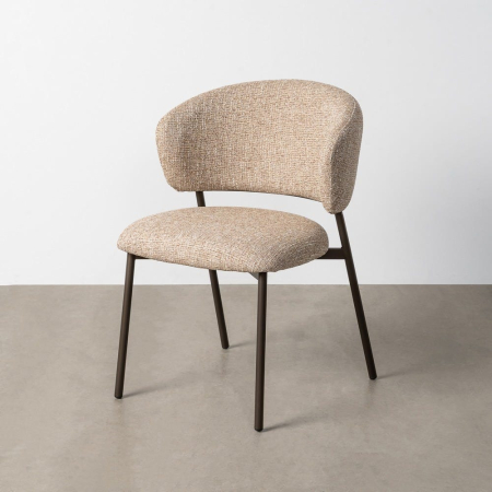 Set 2 scaune dining și Horeca tapițate stofă bej-maro și bază metalică – fotografie produs principal Colectia noua - Set 2 scaune dining și Horeca tapițate stofă bej-maro și bază metalică – fotografie produs principal