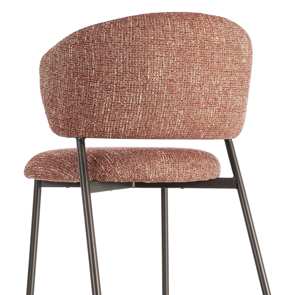 Set 2 scaune dining și Horeca tapițate stofă roșu marmorat și bază metalică [6]