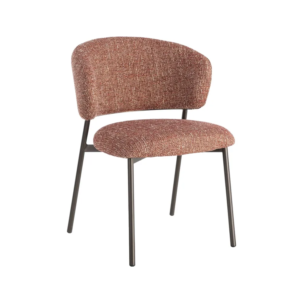 Set 2 scaune dining și Horeca tapițate stofă roșu marmorat și bază metalică [1]