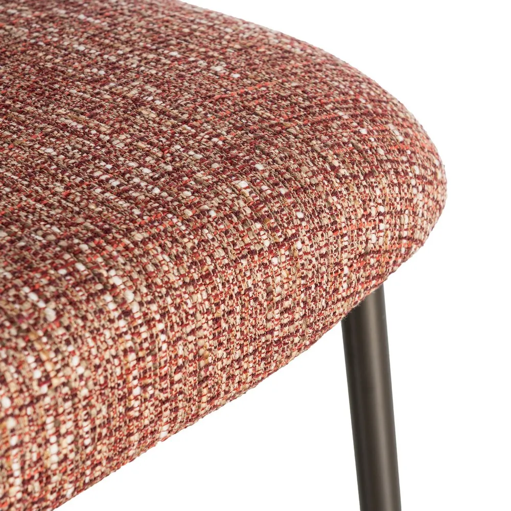 Set 2 scaune dining și Horeca tapițate stofă roșu marmorat și bază metalică [8]