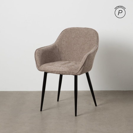 Scaune taupe tapițate cu brațe – set 2 bucăți, design curbat horeca
