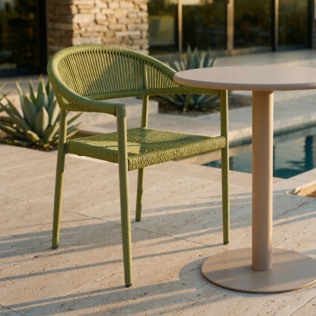 Scaune Dining - Set 2 scaune HoReCa exterior aluminiu ratan PE verde