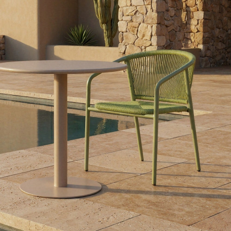 Set 2 scaune HoReCa exterior aluminiu ratan PE verde
