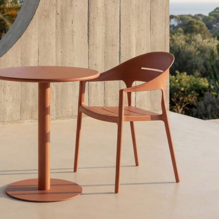 Mobilier Gradina - Set 2 scaune HoReCa pentru exterior din polipropilenă terracotta