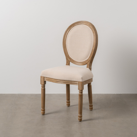 Scaune Dining - Set 2 scaune împletite alb-bej din lemn și textil