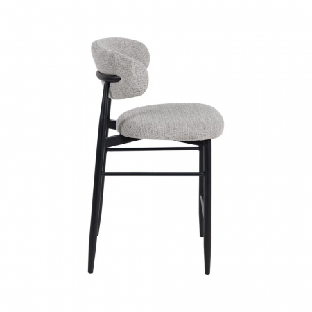 Set 2 scaune bar gri tapițate 65 cm – picioare metalice negre, design modern Ixia [3]